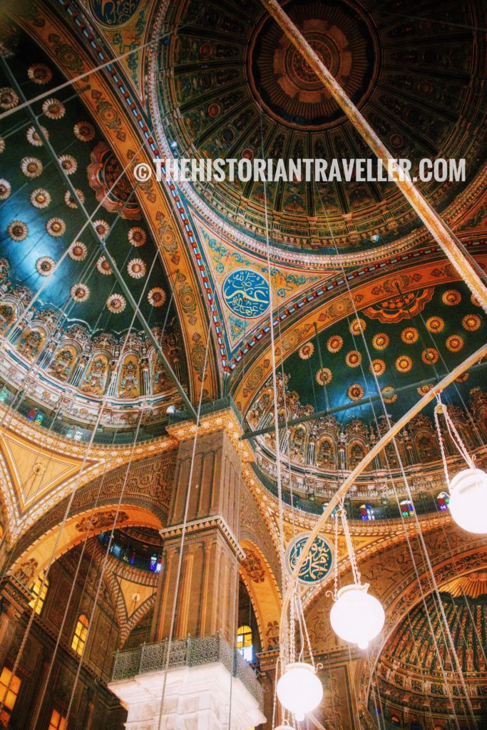 Detail of the dome decoration inside the mosque of muhammad ali guida alla cittadella di saladino 