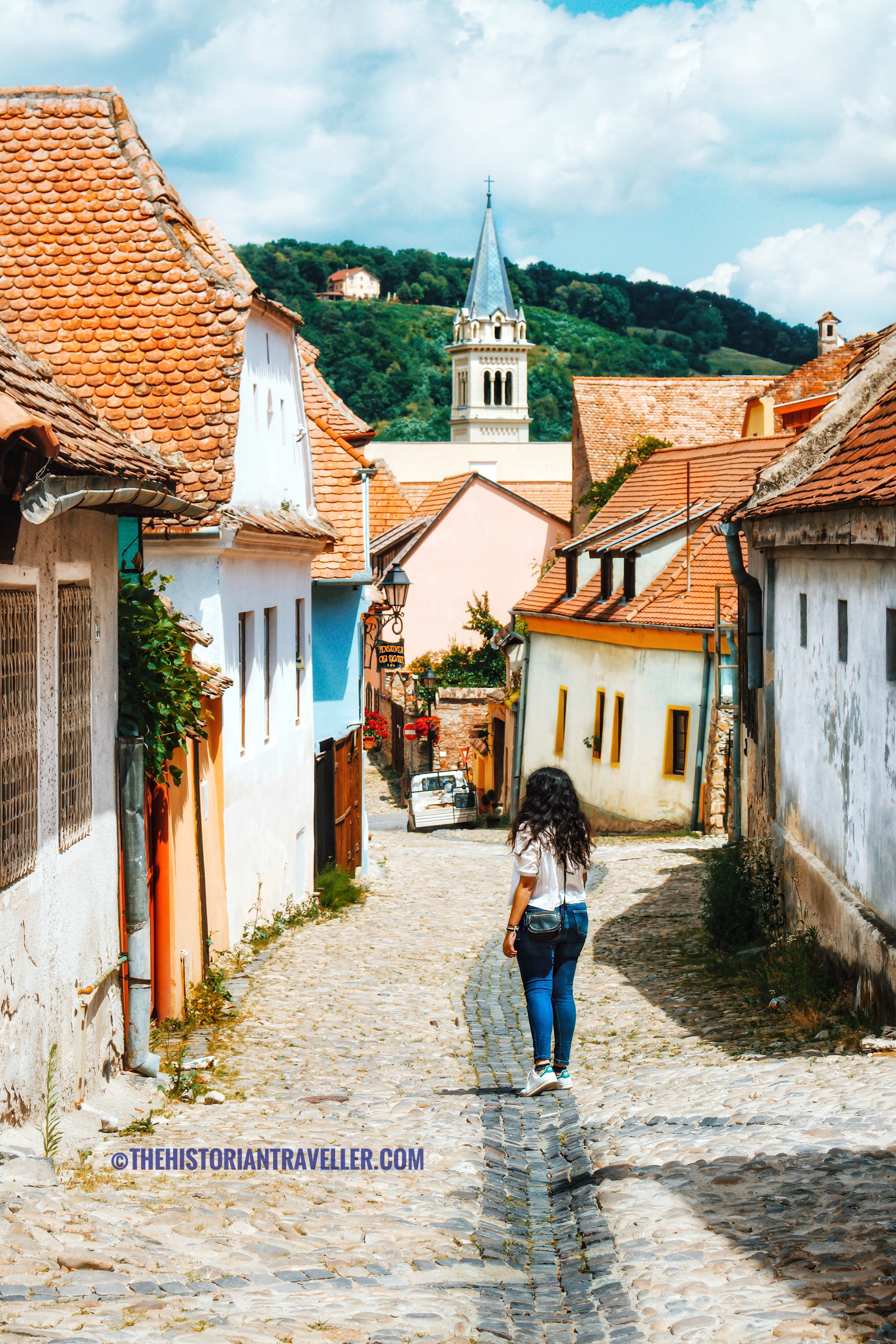 Medieval locations to visit in Transylvania -Sighisoara view from a main street