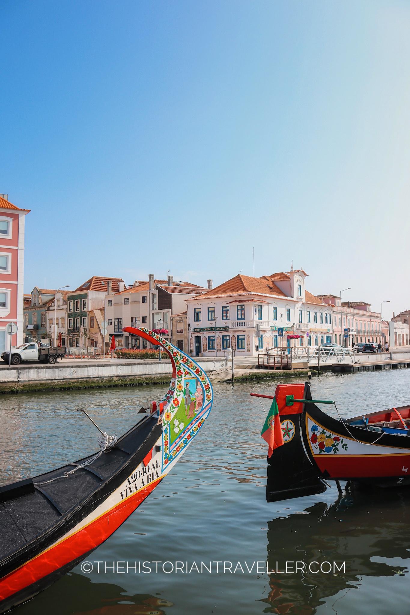View of the Moliceiros. Traditional Aveiro boats