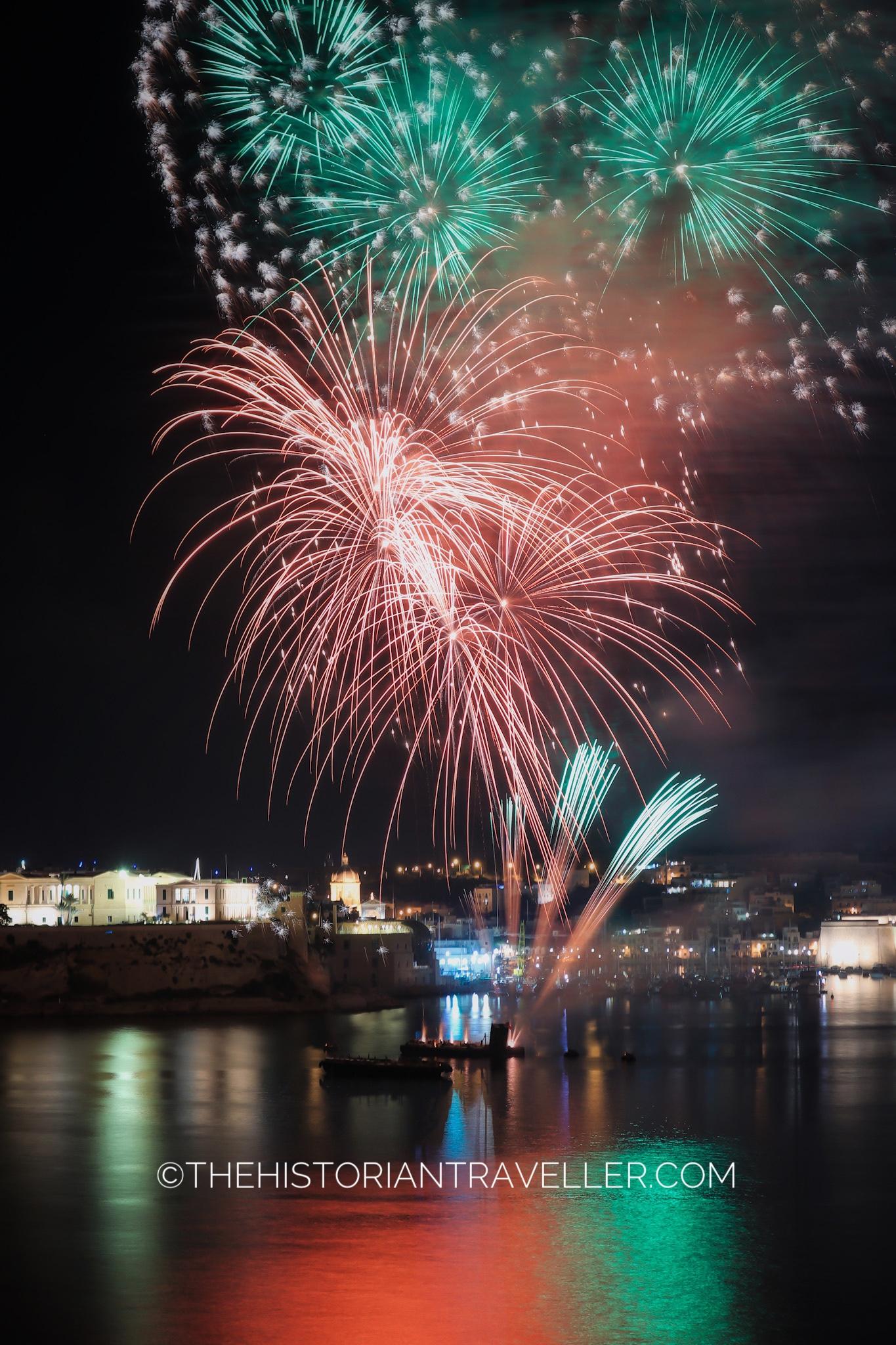 Fireworks from the Valletta waterfront -Malta 6 days itinerary