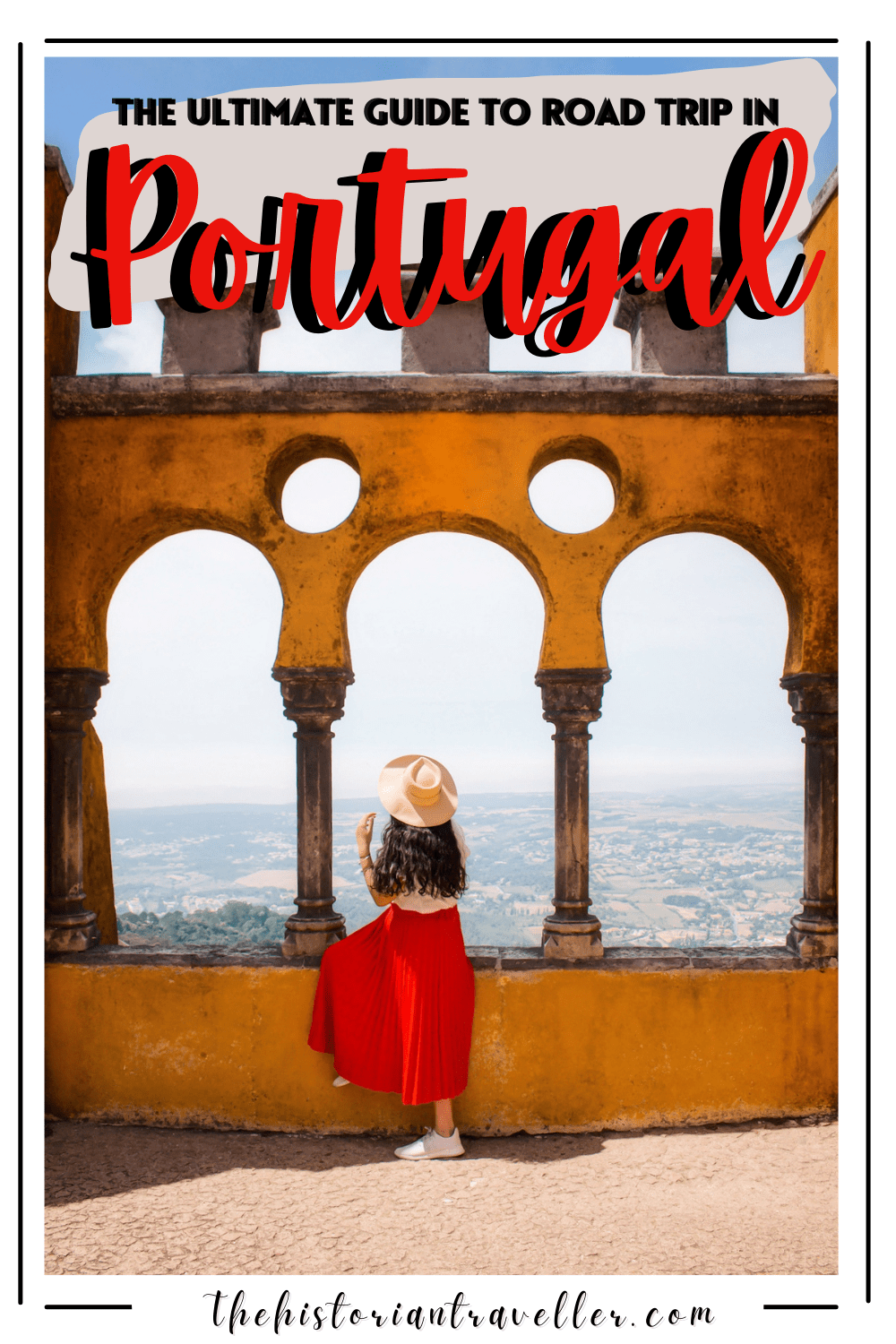 Road Trip Portugal. Image used for pinterest purpose with title and picture of Laura and Sintra