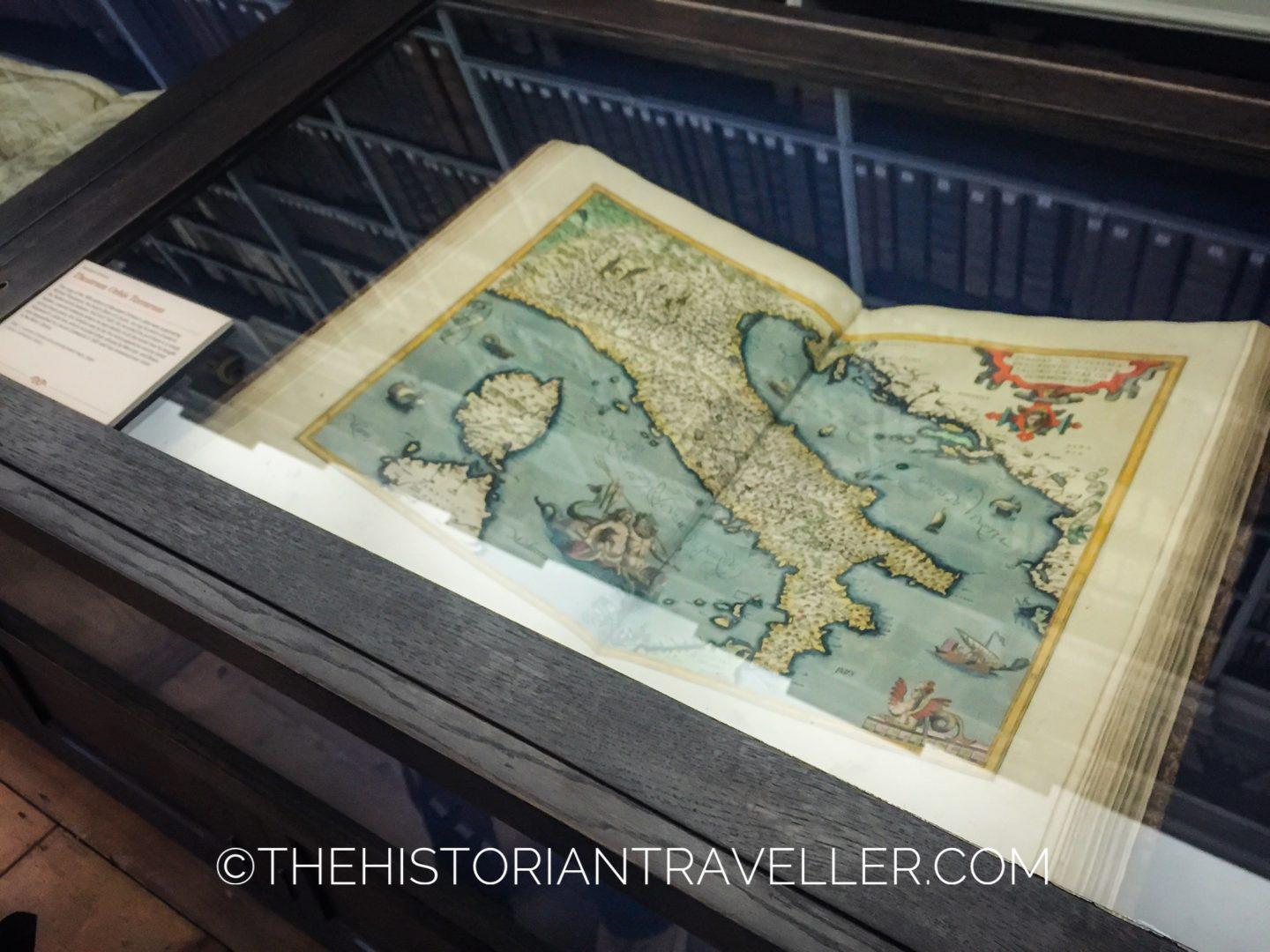 Map of Italy displayed at Wren Library, Lincoln
