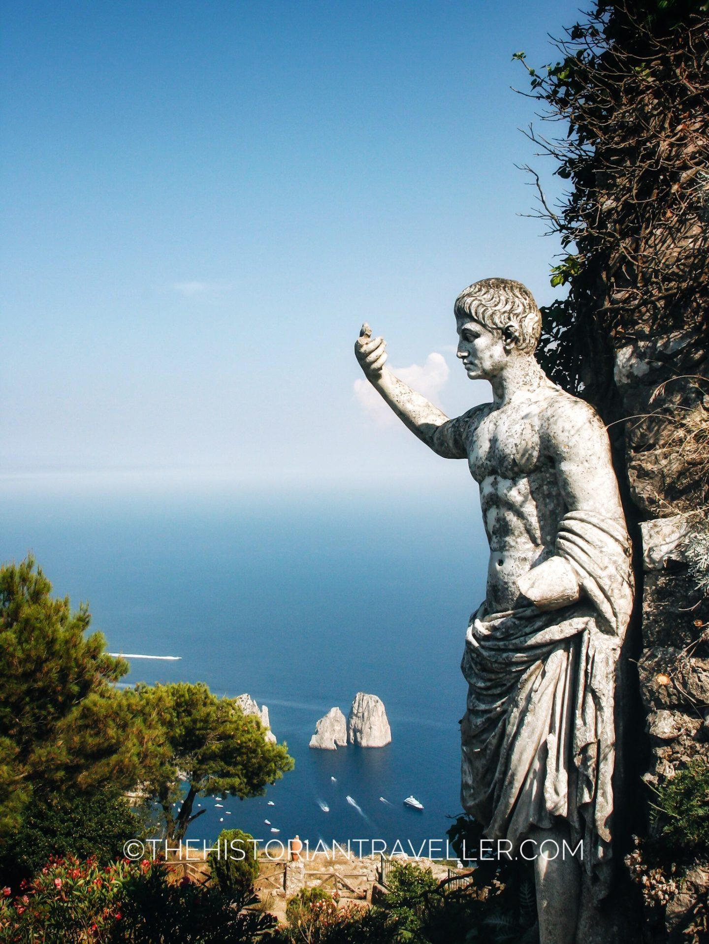 Capri scooter itinerary - statue of Augustus on Monte Solaro