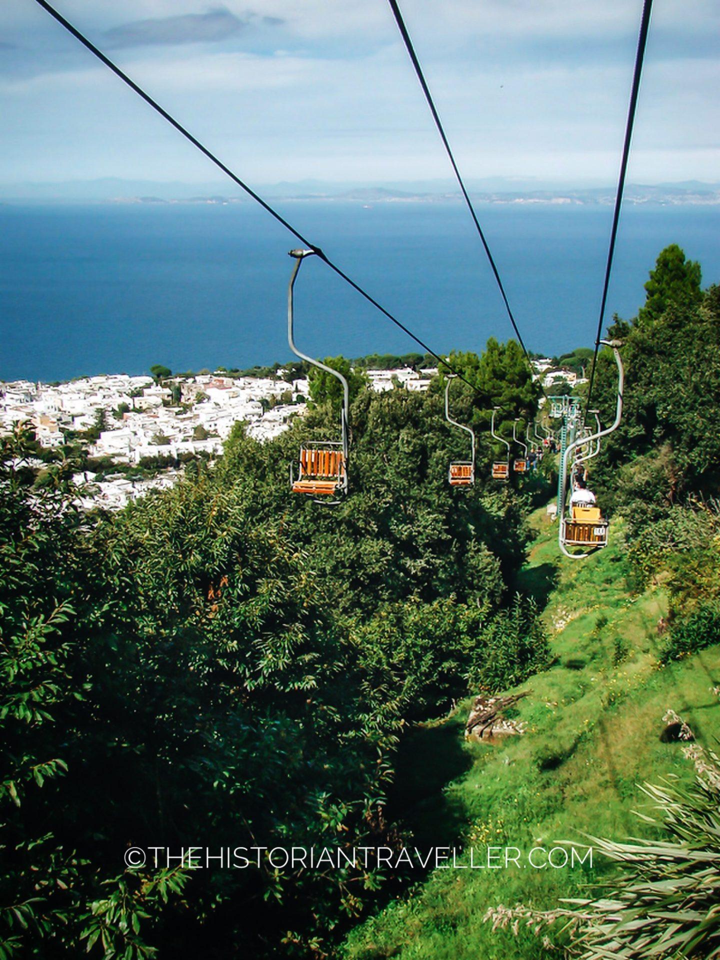 Capri scooter itinerary - Monte solaro chairlift view