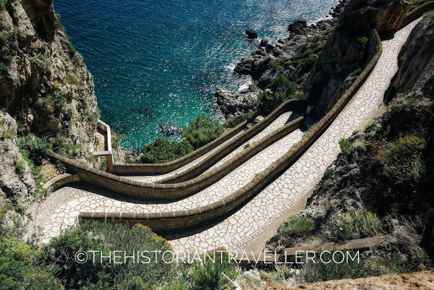 Capri Scooter Itinerary - View of Via Krupp from the Gardens of Augustus