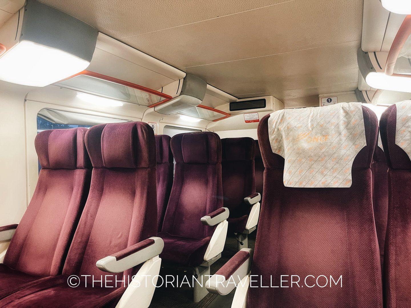 Morocco 10 day itinerary - ONCF train in Casablanca, first class