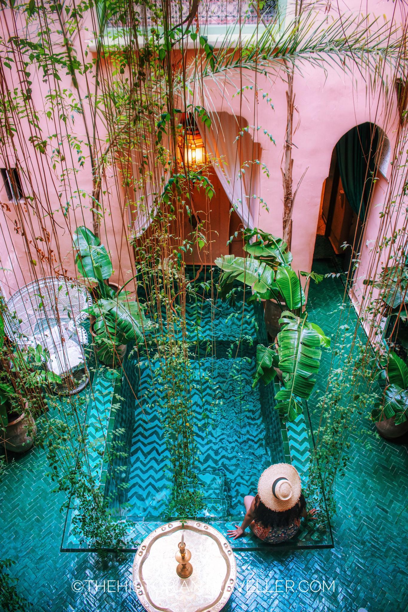 Morocco 10 day itinerary - The Bohemian Jungle Riad swimming pool view