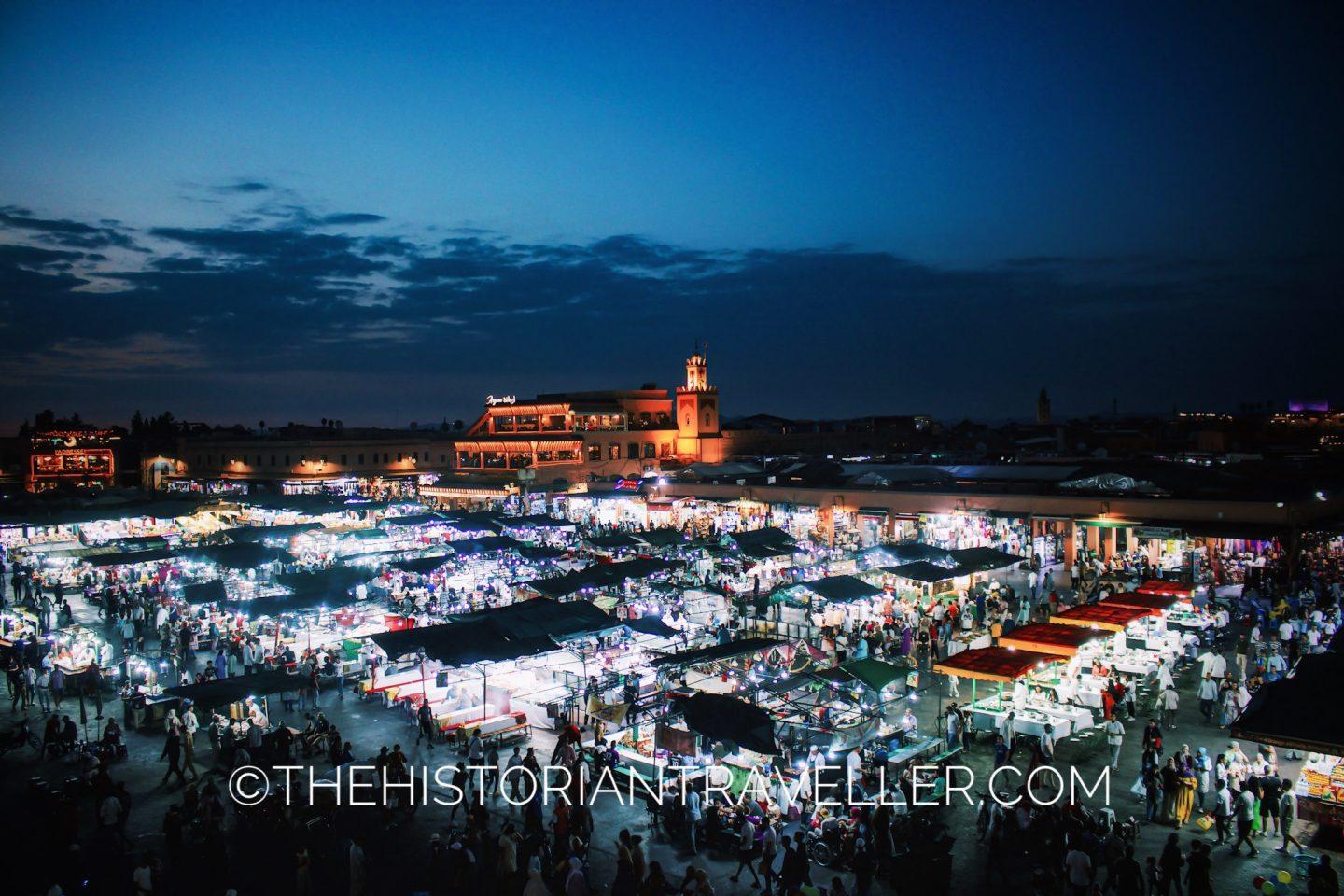 Morocco 10 day itinerary - Jemaa el-Fna at night, Marrakech