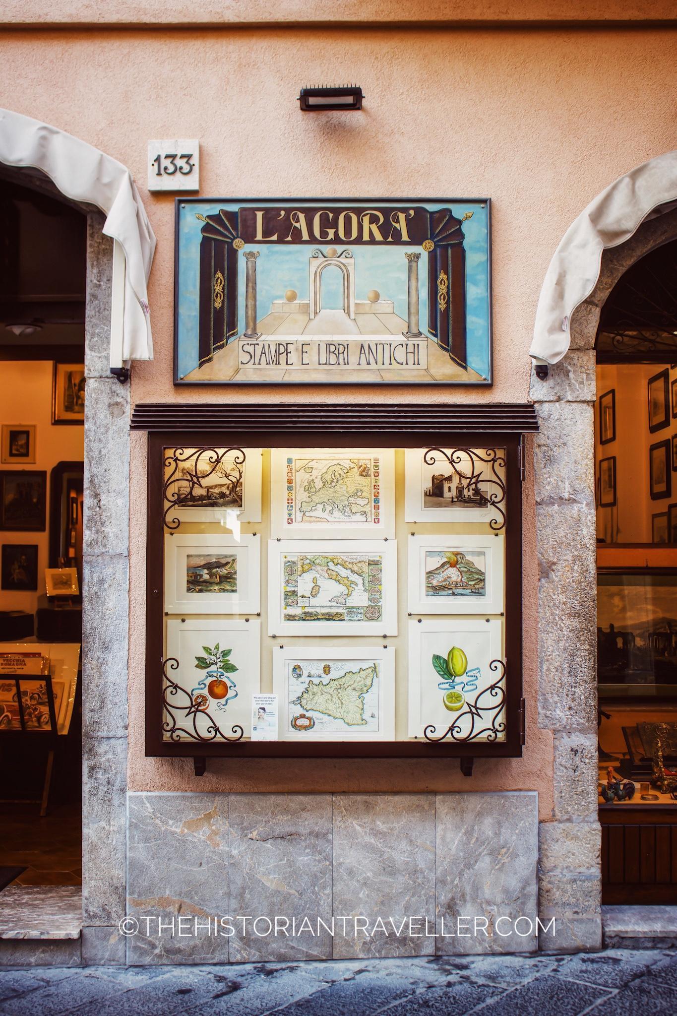 Insider's guide to Taormina -Shops from Taormina main street - l'agora ancient maps