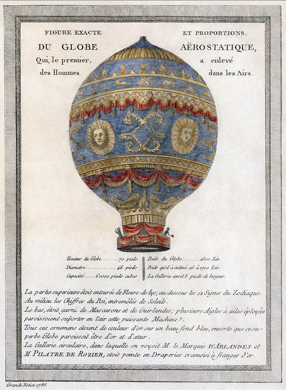 Hot air balloon in Marrakech - A 1786 depiction of the Montgolfier brothers' balloon.